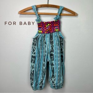 Baby Overalls for Boho Hippie 6-9 month Infant Guatemala Icat embroidered Fabric
